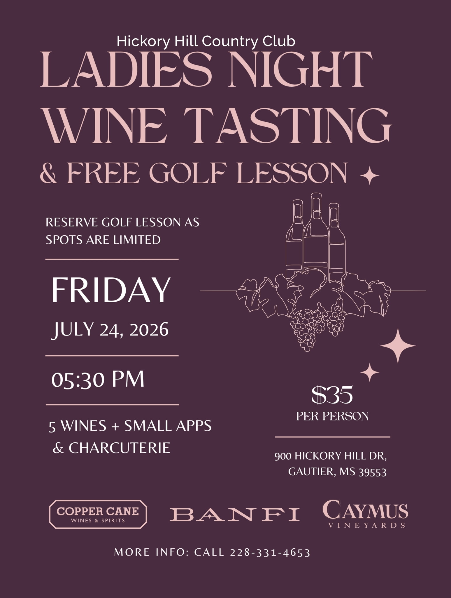 Ladies Night Wine Tasting & Golf Lesson